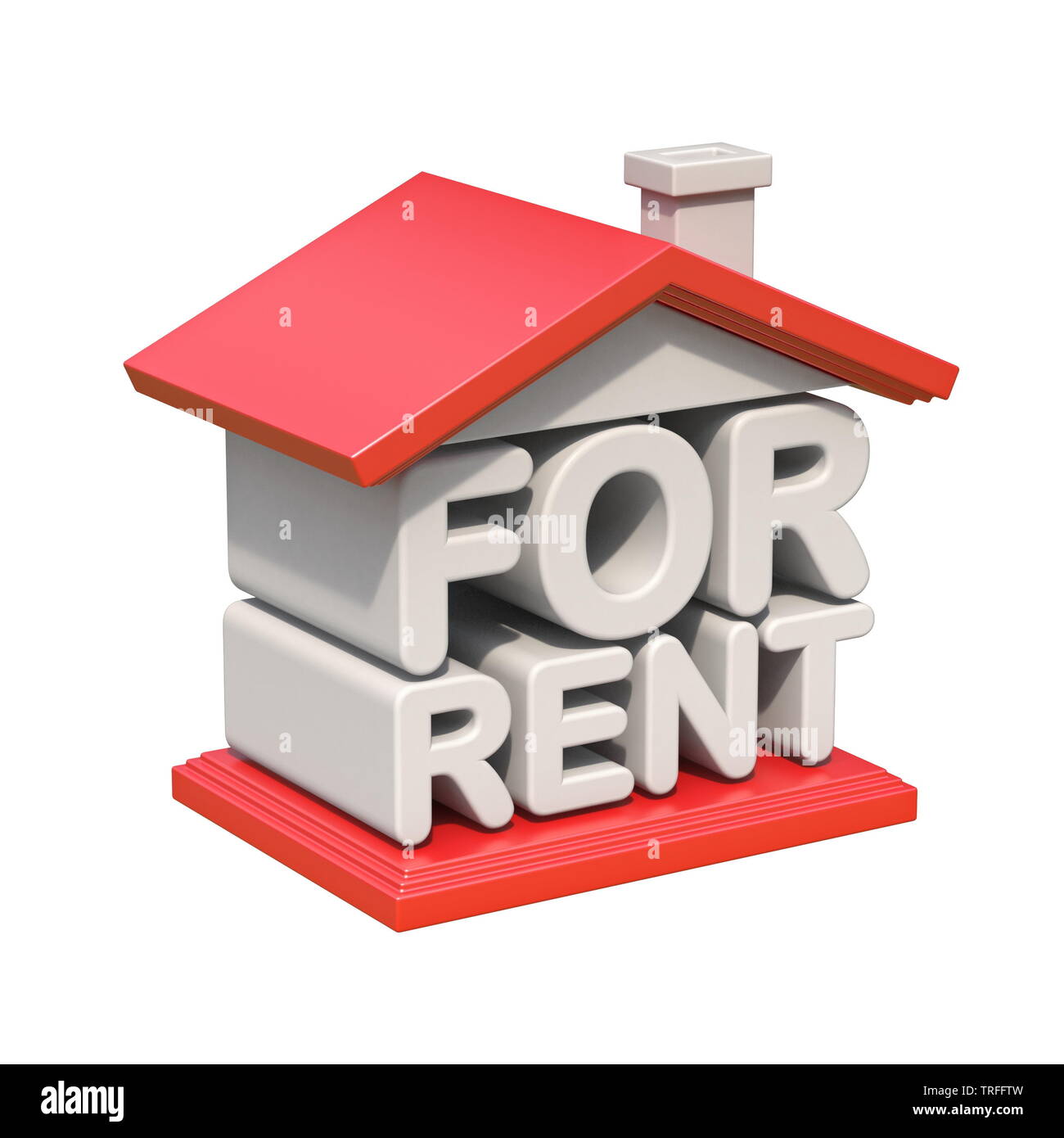 FOR RENT house sign orthogonal view 3D render illustration isolated on ...