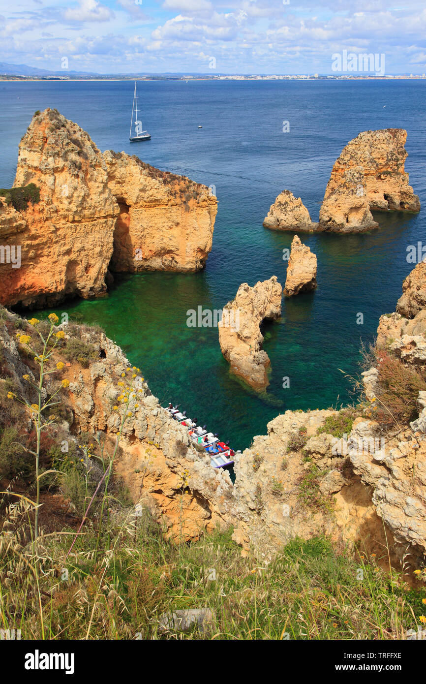 Portugal Algarve Lagos Ponta Da Piedade Cliffs Scenery Stock Photo portugal-algarve-lagos-ponta-da-piedade-cliffs-scenery-stock-photo