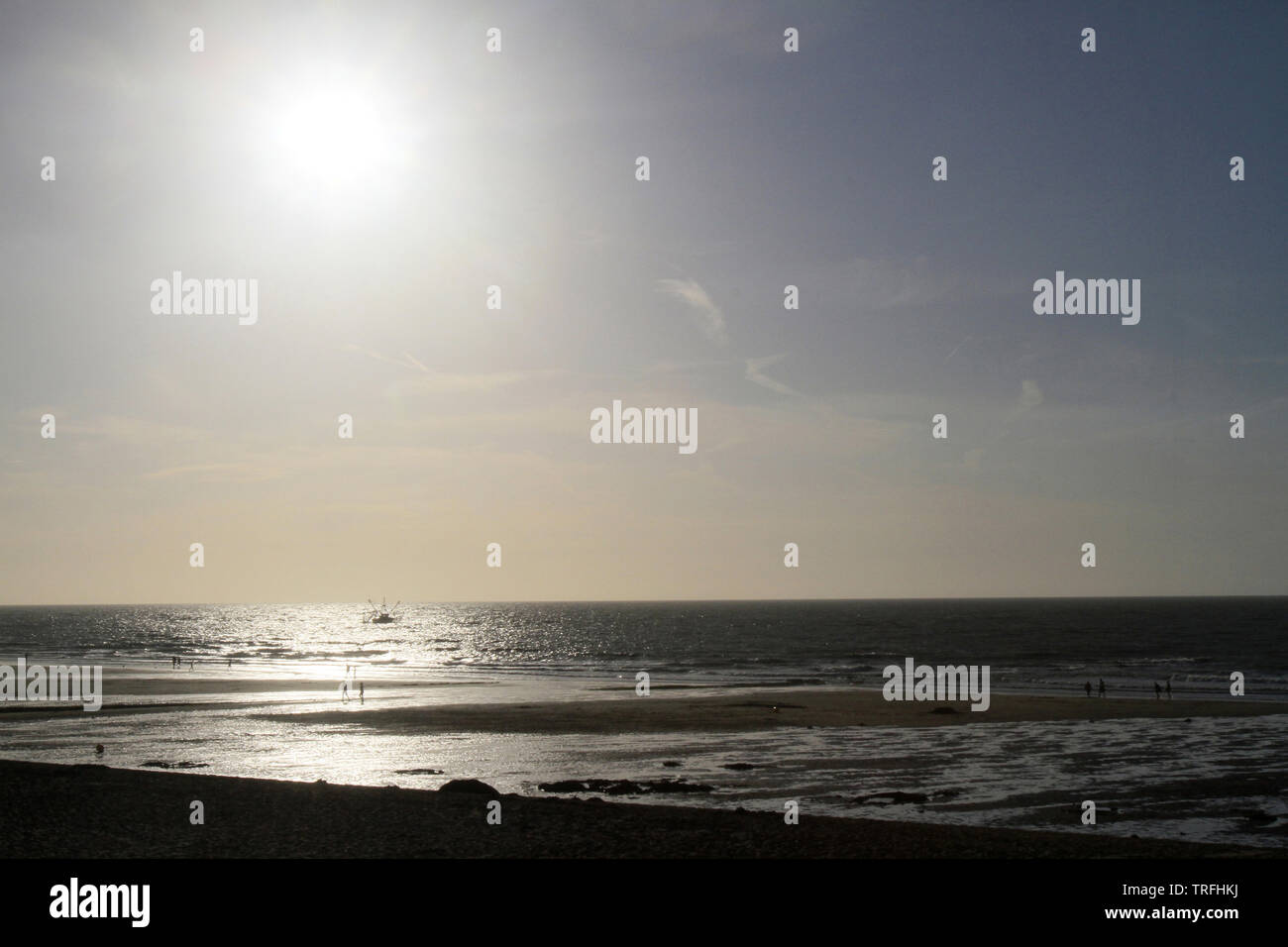 Sunset on the beach. Ostende. Belgique. Stock Photo