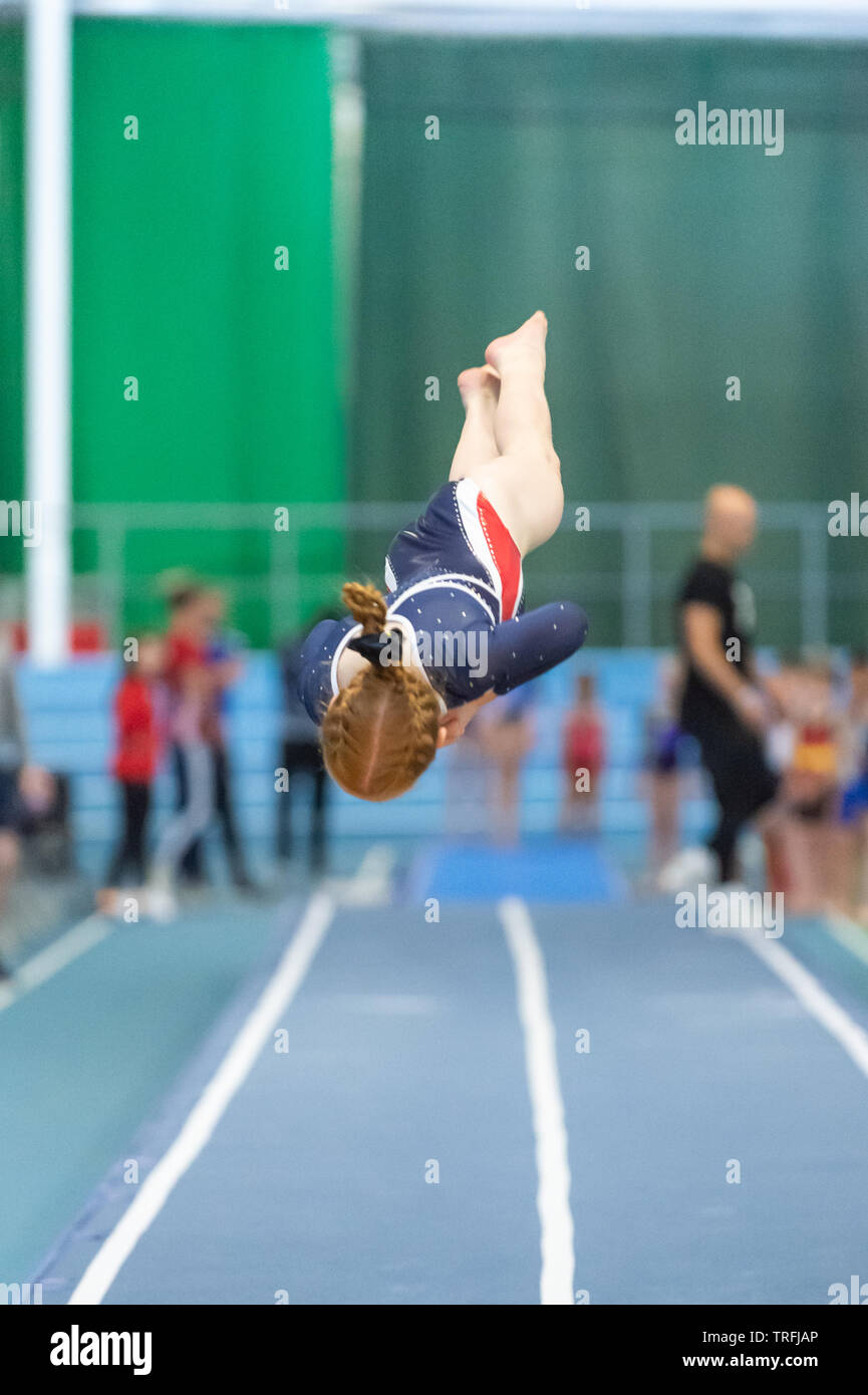 Sheffield, England, UK. 1 June 2019. Livvy Agnew of DC Gymnastics in