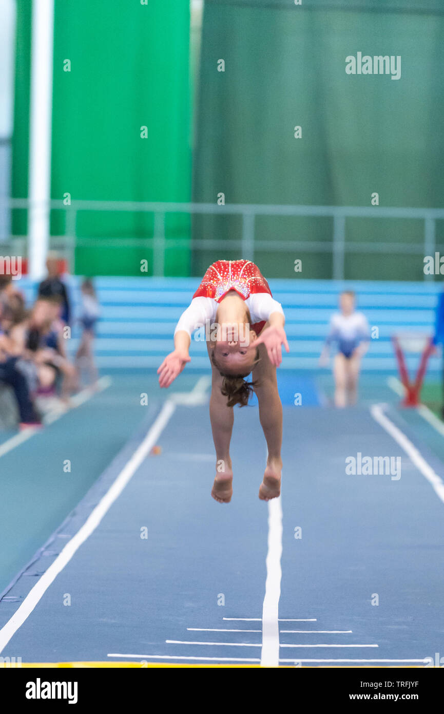 Sheffield, England, UK. 1 June 2019. Marielle Genevieve Tuco Moen of Milton Keynes Gymnastics Club in action during Spring Series 2 at the English Institute of Sport, Sheffield, UK. Stock Photo