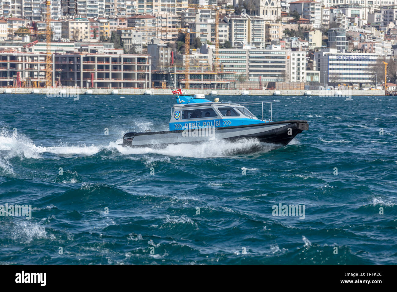 Istanbul, Turkey - 29 March, 2019; Istanbul Bosphorus marine police ...