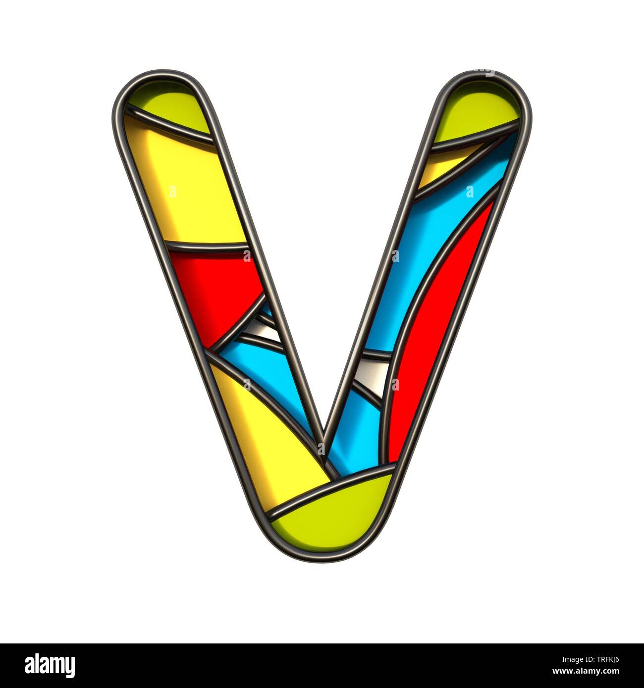 Multi color layers font Letter V 3D rendering illustration isolated on ...