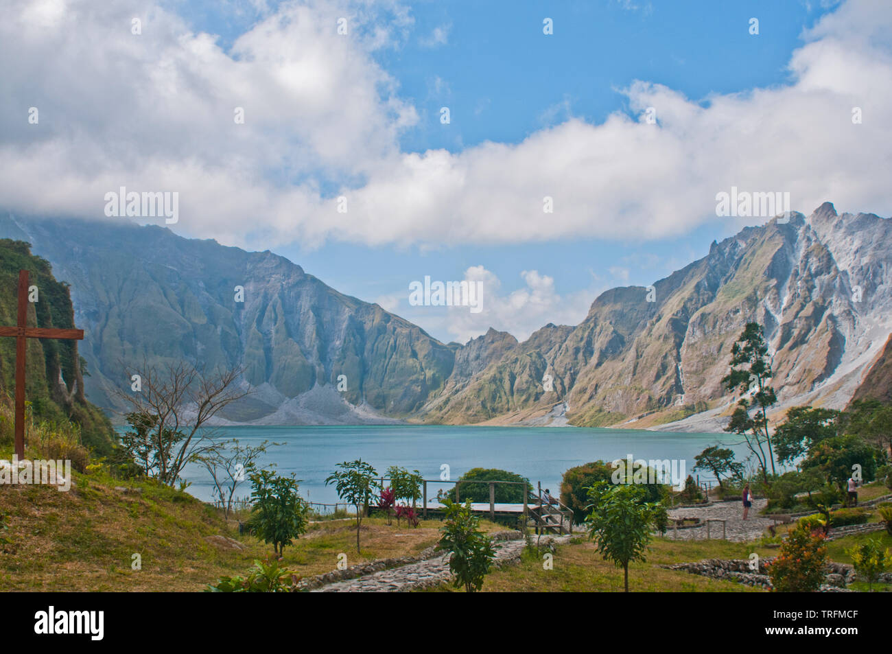 Lake Pinatubo, the deepest lake in the Philippines was created after Mt. Pinatubo erupted and formed a lake from a natural spring and rainfall. Stock Photo
