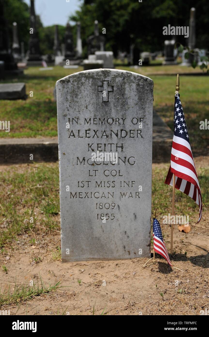 The grave of a Mexican War Veteran in the Friendship Cemetery in Columbus, Mississippi. Stock Photo
