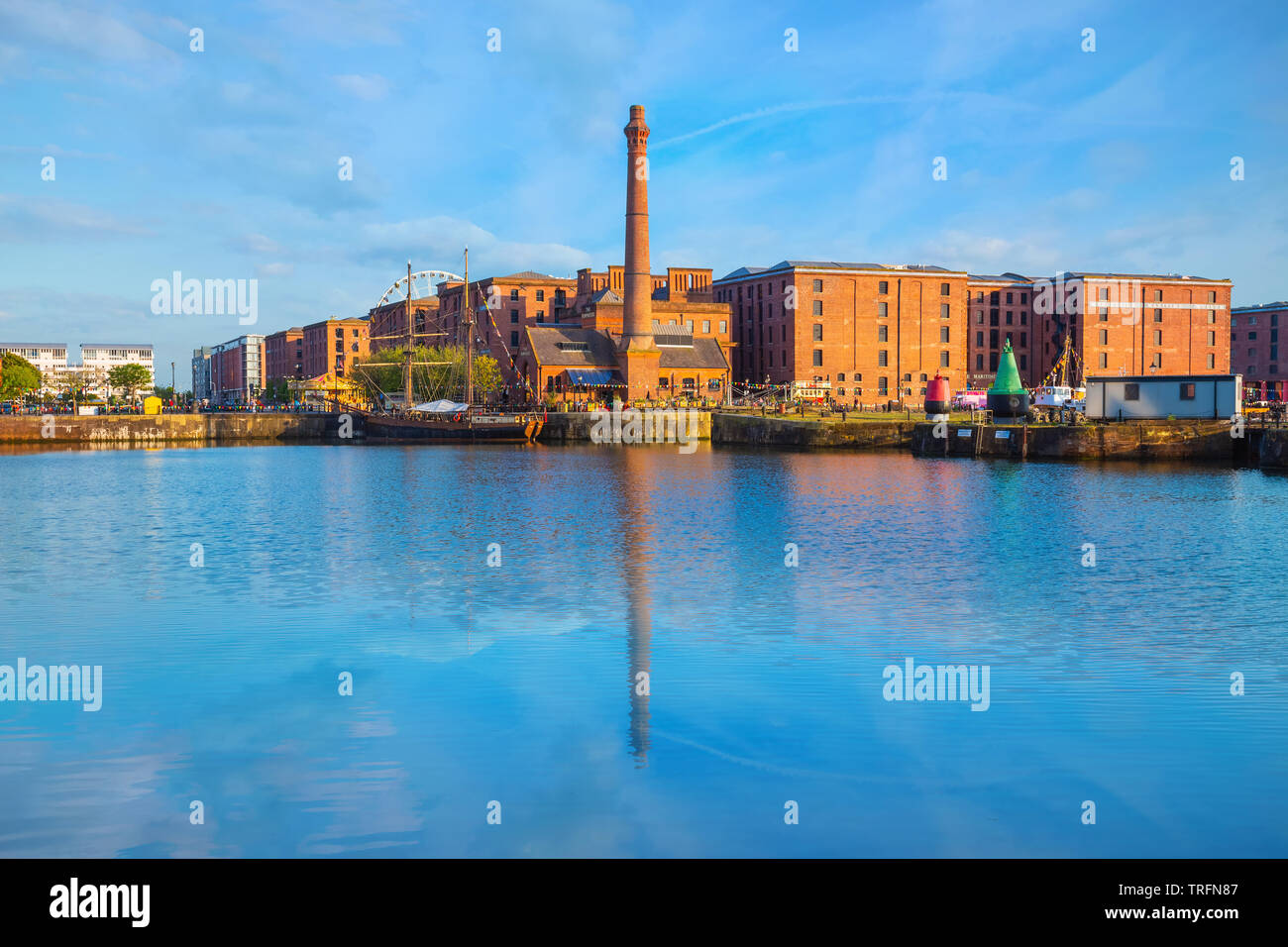 Liverpool, UK - May 17 2018: Royal Albert Dock is a complex of dock ...