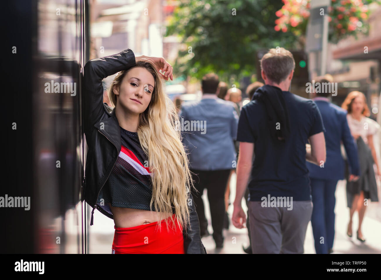 young woman posing in the city Stock Photo