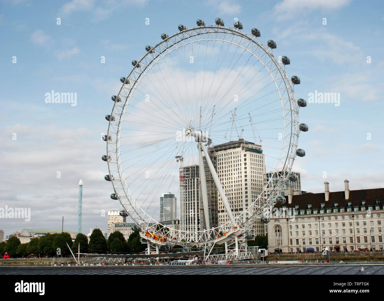 The London Eye, a giant ferris wheel in London and tallest cantilevered observation wheel Stock Photo