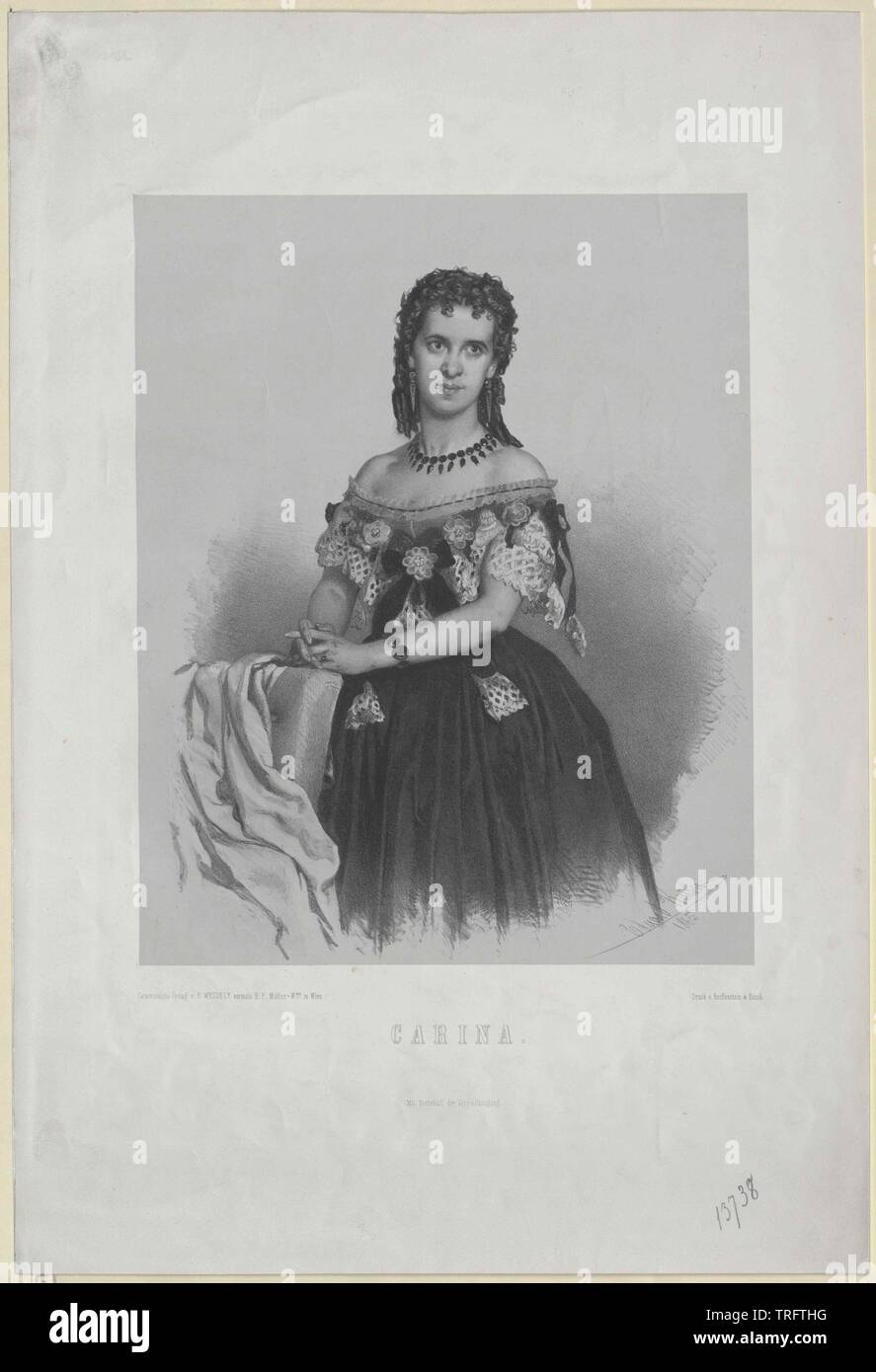 Carina, Anna, member of the Viennese court theatre, Germans opera by 01.07.1867 - 30.07.1868, former in Budapest, Additional-Rights-Clearance-Info-Not-Available Stock Photo