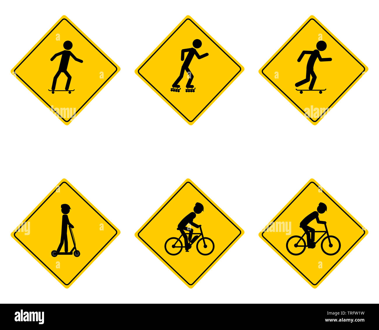 Traffic warning sign for various sports Stock Photo - Alamy