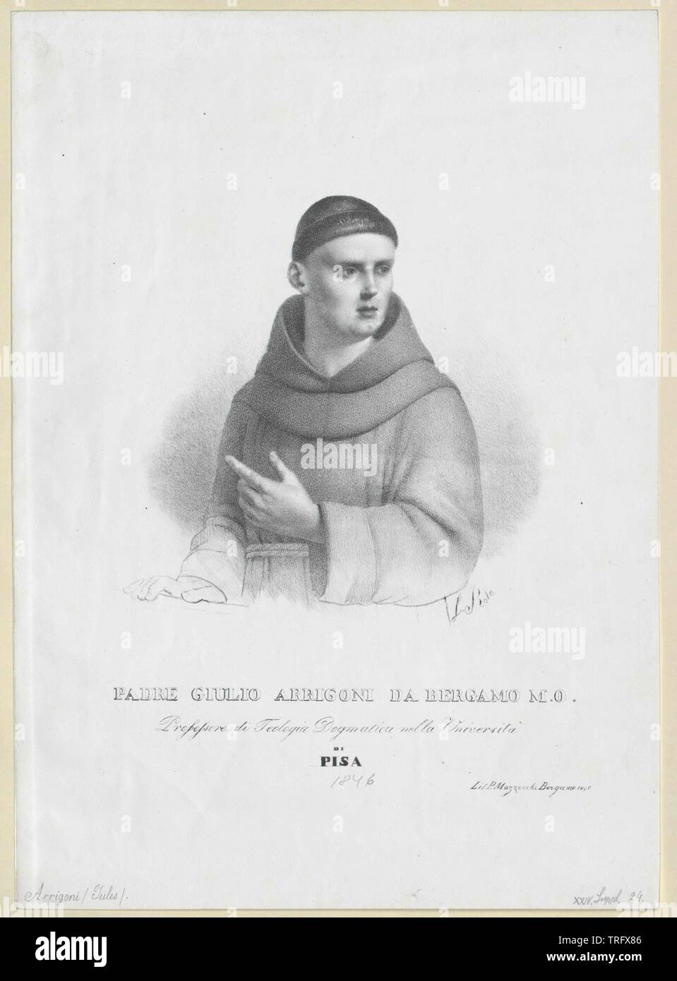 Arrigoni, Giulio, Minorite, professor of the dogmatics at the university Pisa circa 1846, Additional-Rights-Clearance-Info-Not-Available Stock Photo