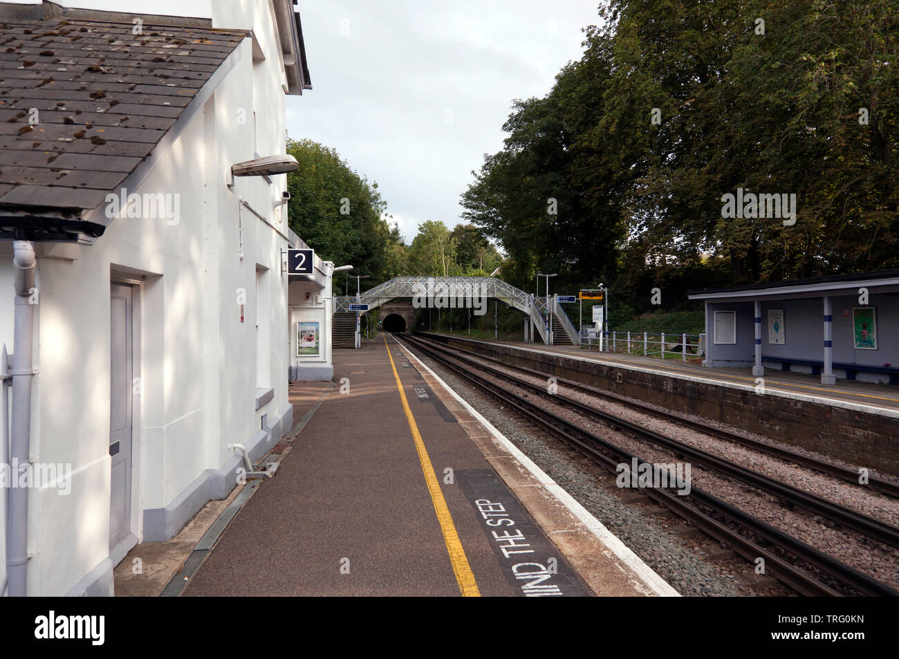 View of the platform at Shepherdswell railway station on the