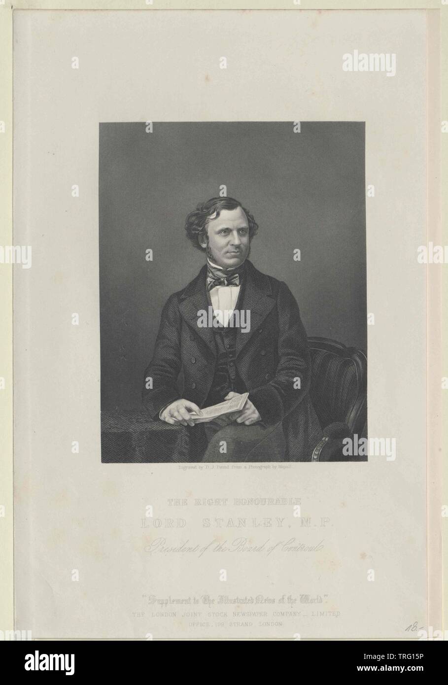 Stanley, Edward Henry earl of derby, Additional-Rights-Clearance-Info-Not-Available Stock Photo