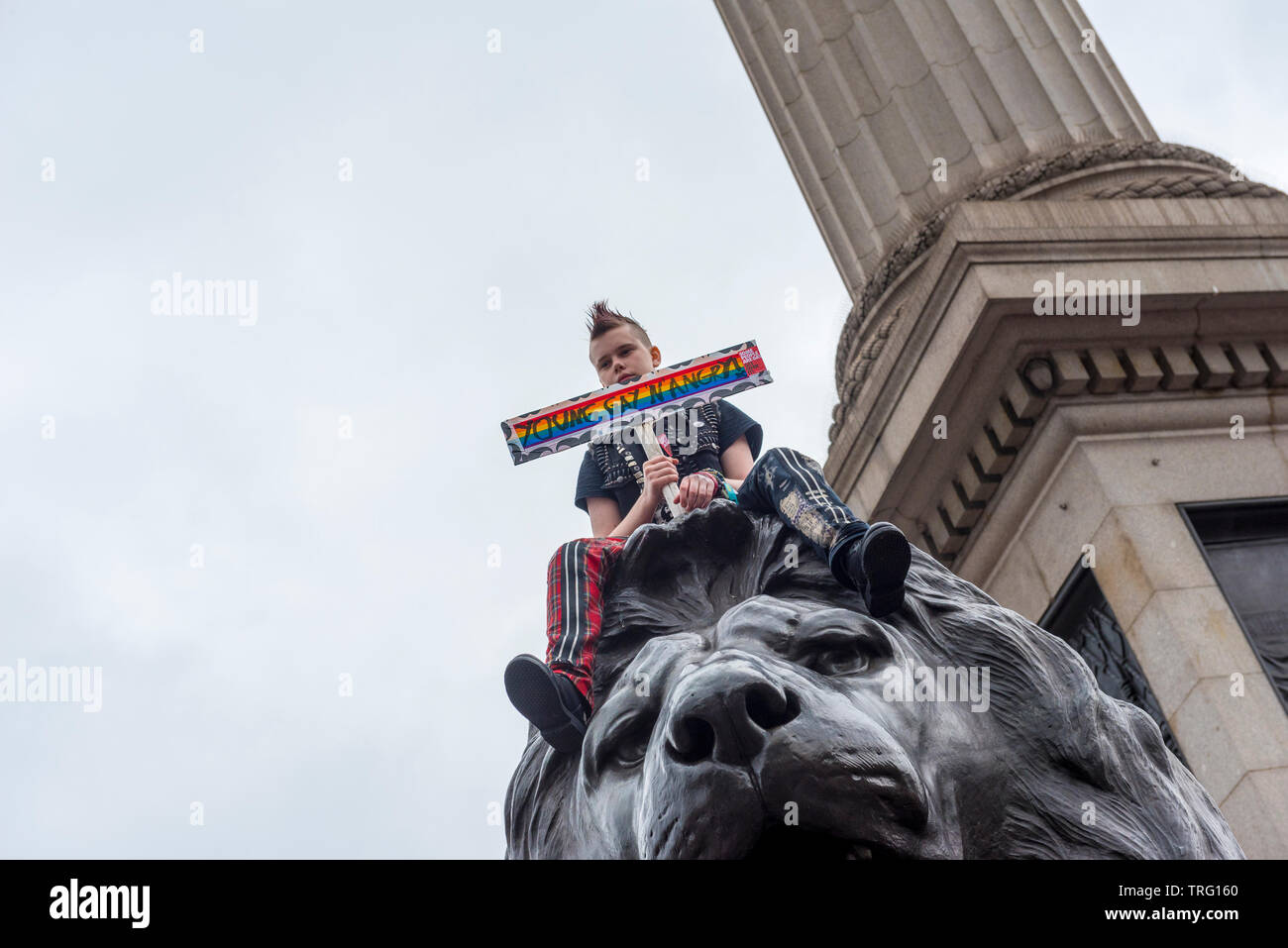 Anti Trump demonstrators in Trafalgar Square London during President Trump State visit, June 2019 Stock Photo