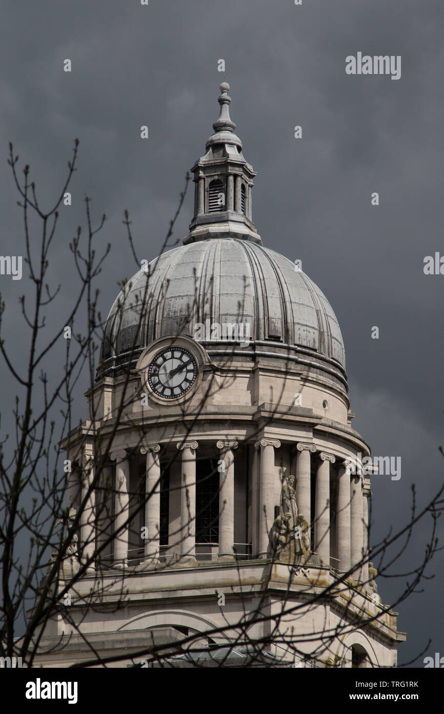 Nottingham Council House Dome with Atmospheric Sky Stock Photo