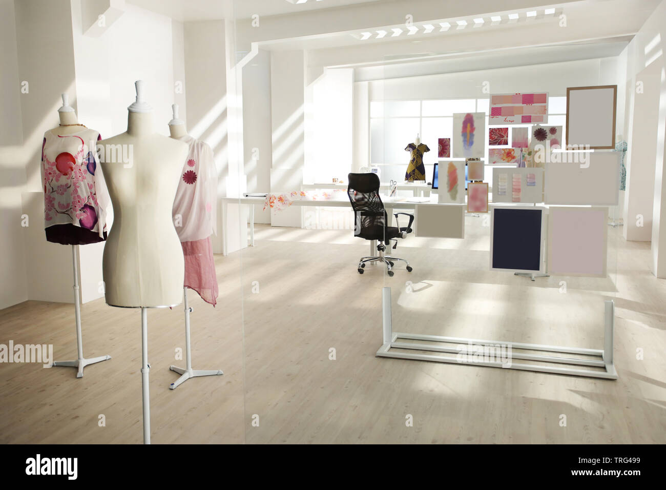 in a designer modern studio have some dresses are finished