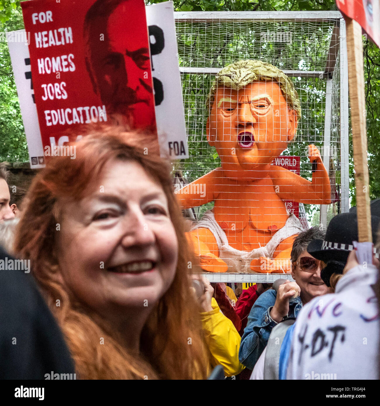 London, UK. 4th June, 2019. Thousands protest in Central London against US President Donald Trumps State visit to the UK Stock Photo