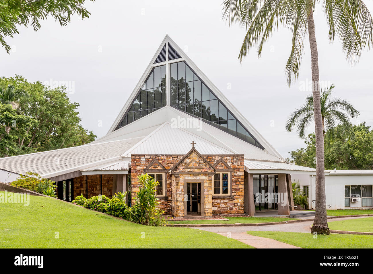 The modern lines of Christ Church Cathedral in Darwin, Australia, on a sunny day Stock Photo