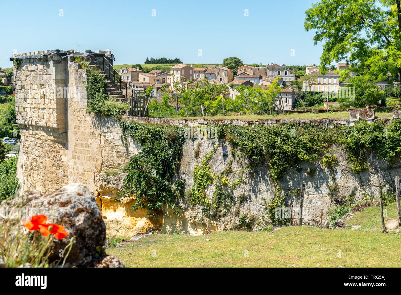Saint-Emilion (Gironde, France), ruins of the medieval castle in the village Stock Photo