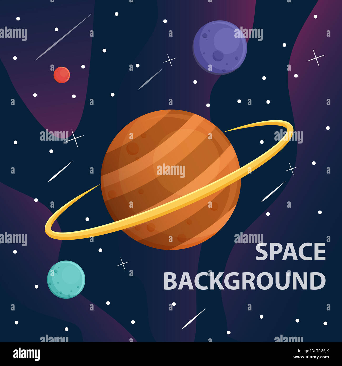 saturn and planet in space galaxy background,vector banner Stock Photo
