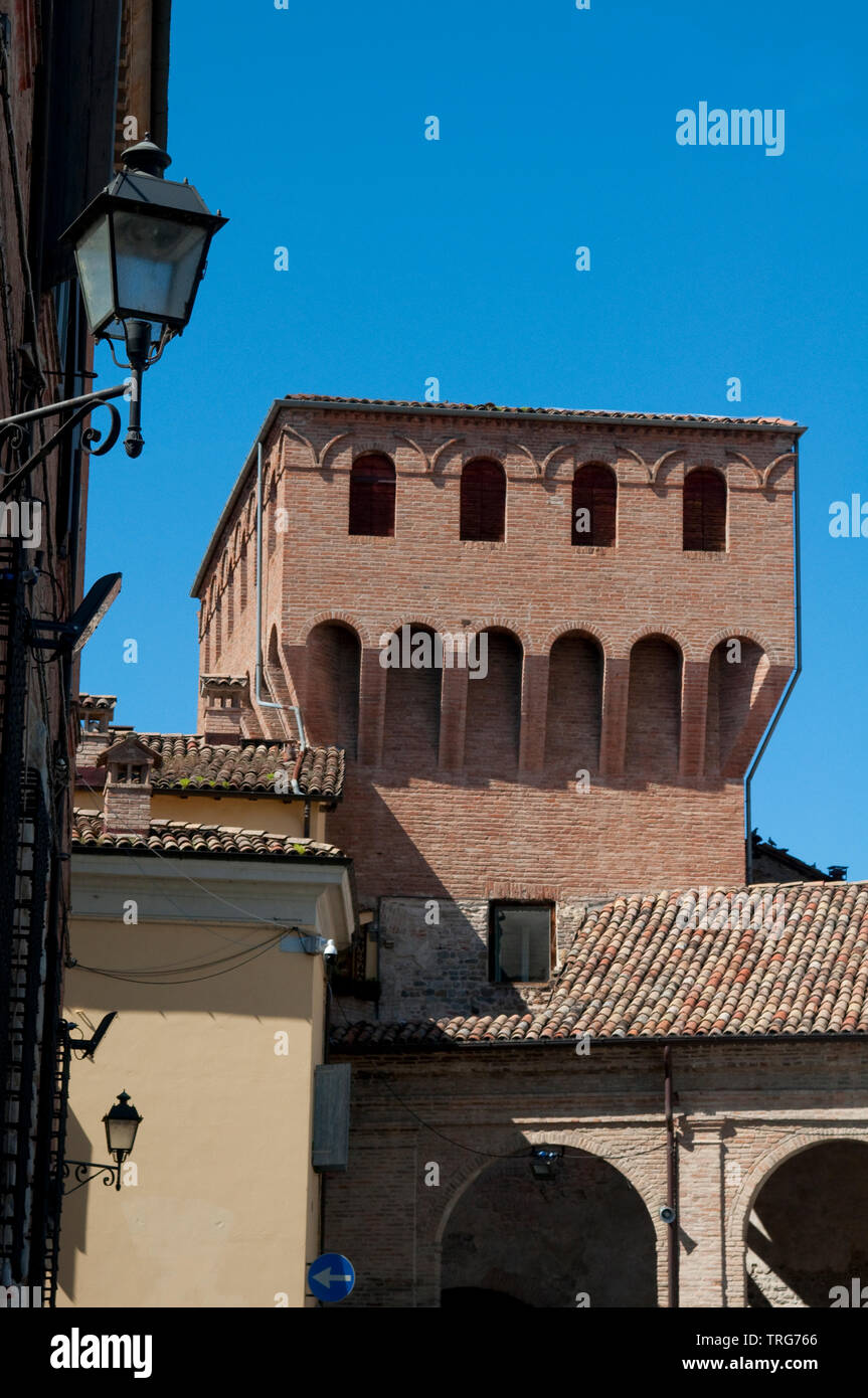 Italy, Emilia Romagna, Vignola, Clock Tower Stock Photo