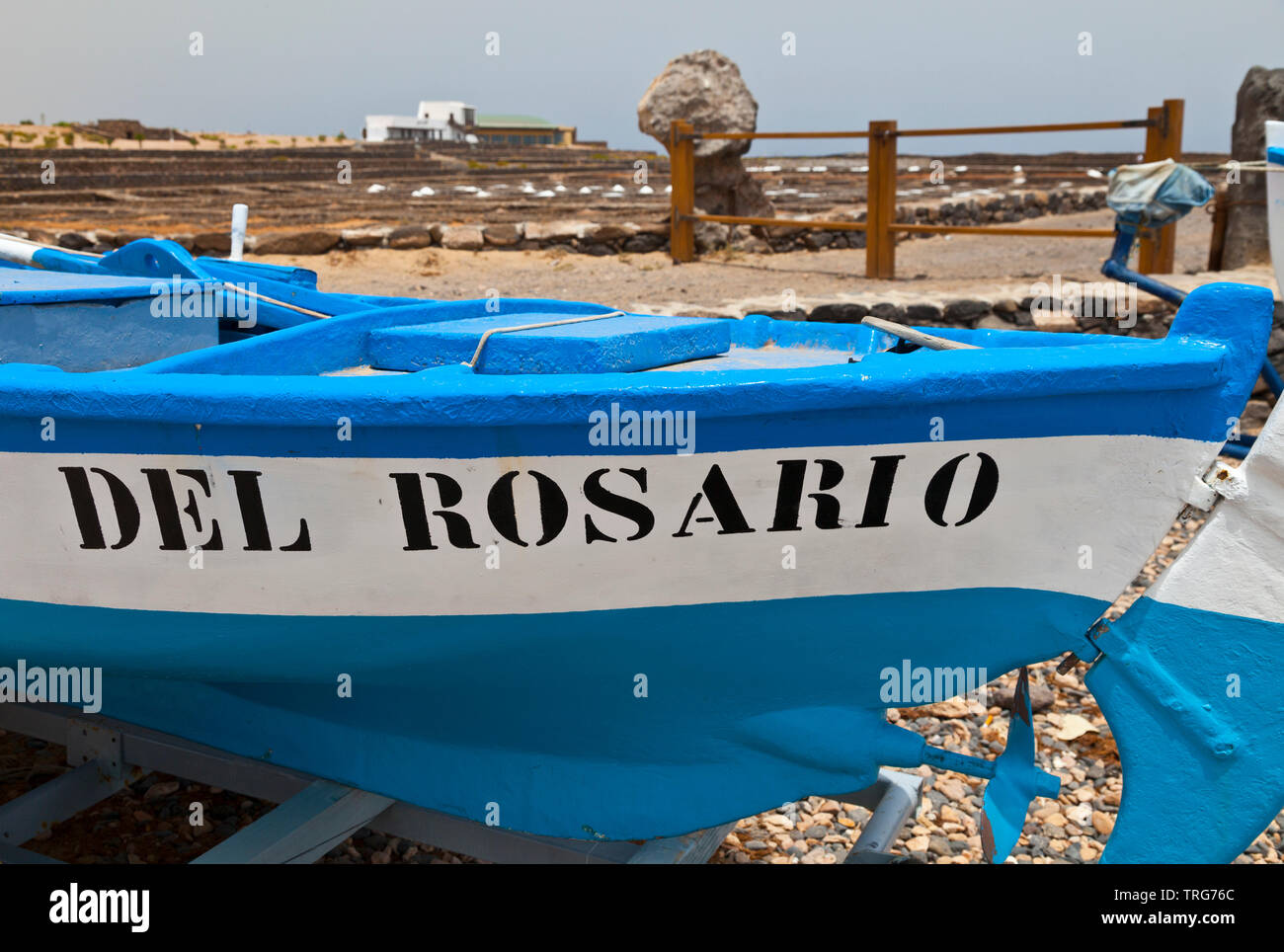 Barcas de pesca. Pueblo Las Salinas del Carmen. Isla Fuerteventura. Provincia Las Palmas. Islas Canarias. España Stock Photo
