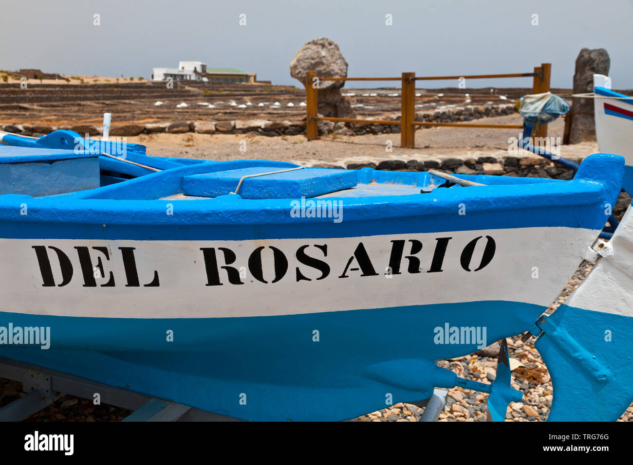 Barcas de pesca. Pueblo Las Salinas del Carmen. Isla Fuerteventura. Provincia Las Palmas. Islas Canarias. España Stock Photo