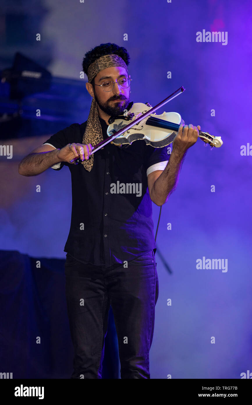 Cannes, France, 4 June 2019, Rasha Nahas in concert at Midem 2019, Midem Beach, Cannes © ifnm / Alamy Live News Stock Photo