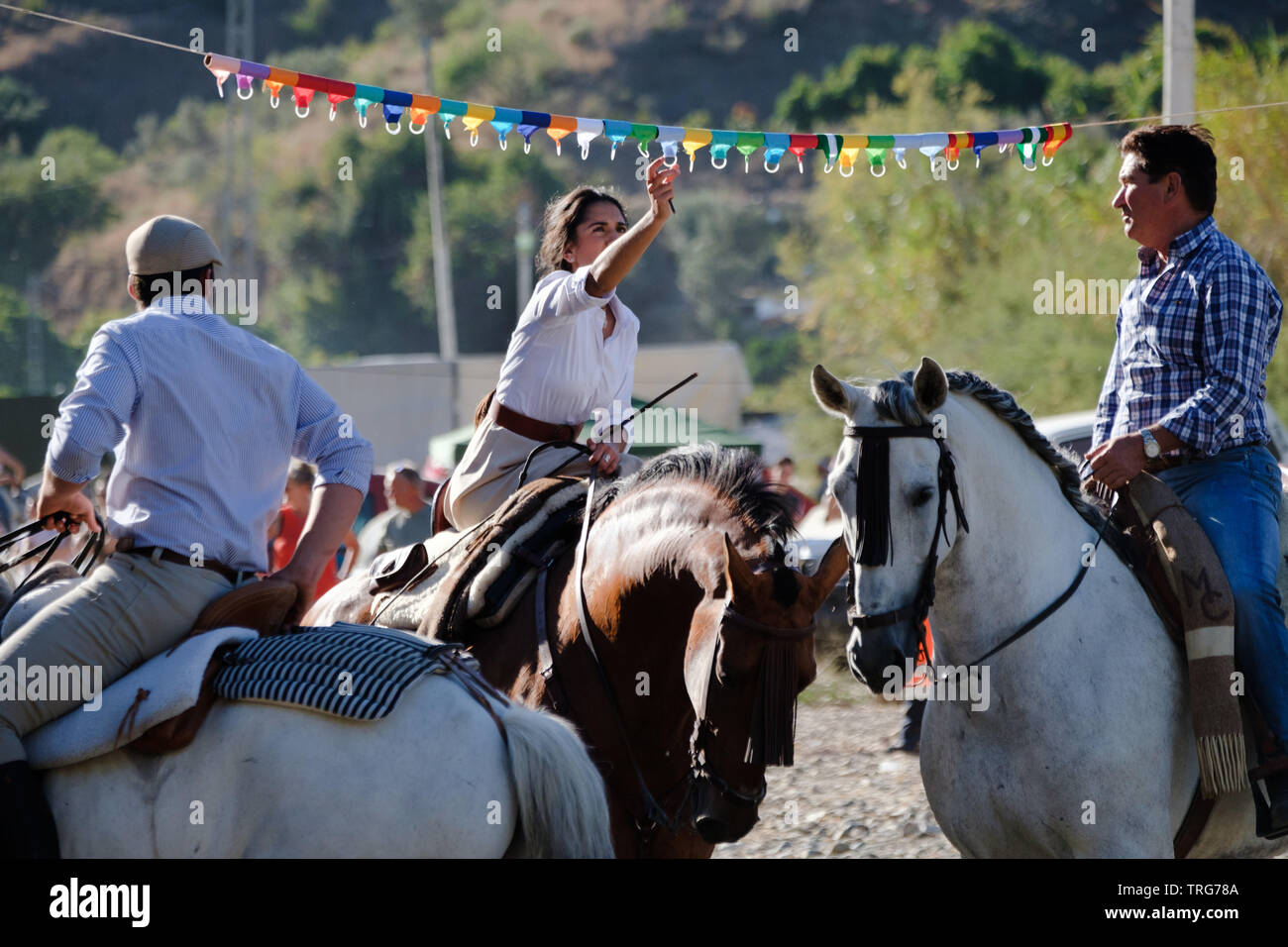 Traditional horse ribbon racing at the Benamargosa Romeria