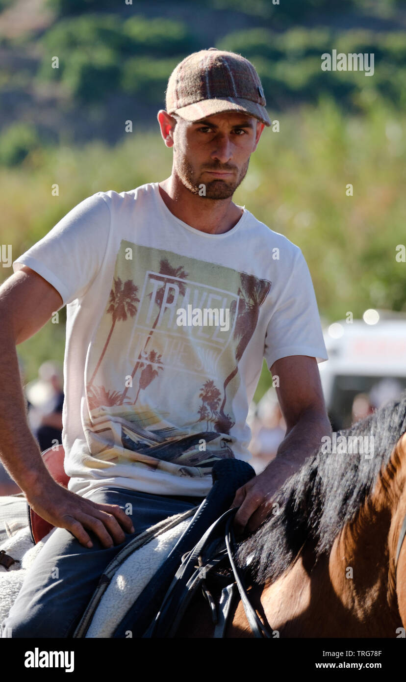 Traditional horse ribbon racing at the Benamargosa Romeria