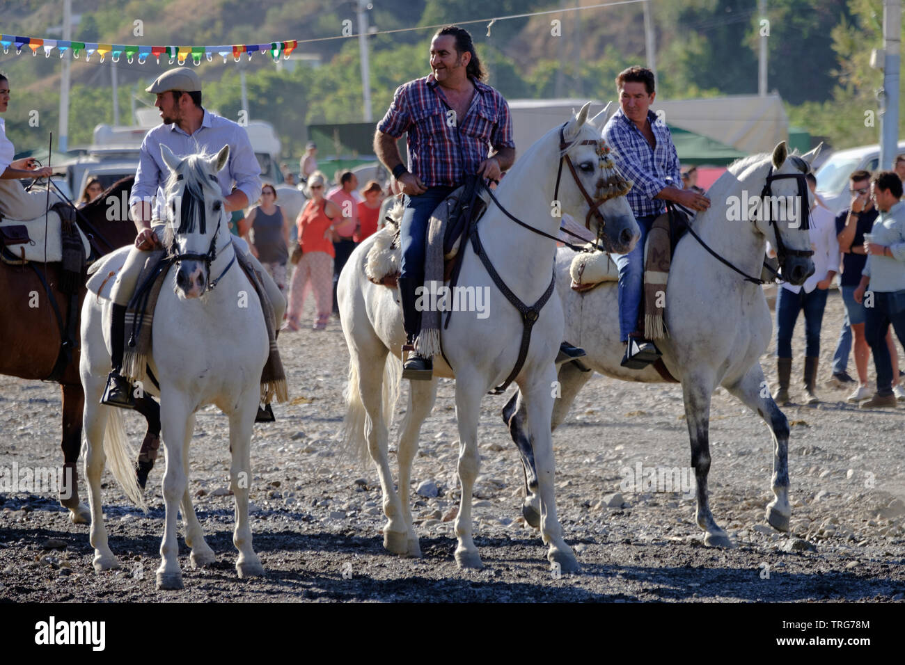 Traditional horse ribbon racing at the Benamargosa Romeria