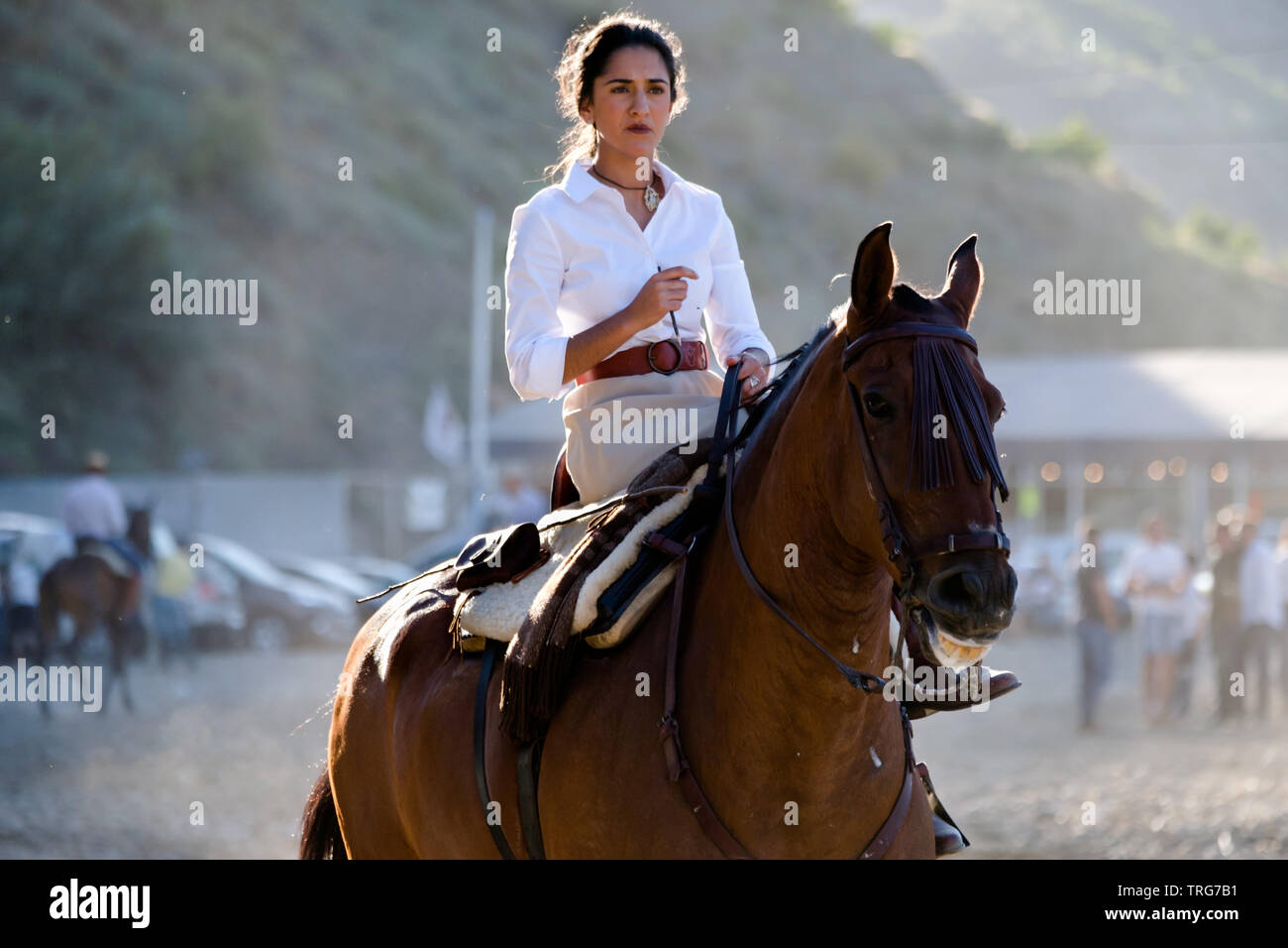 Traditional horse ribbon racing at the Benamargosa Romeria