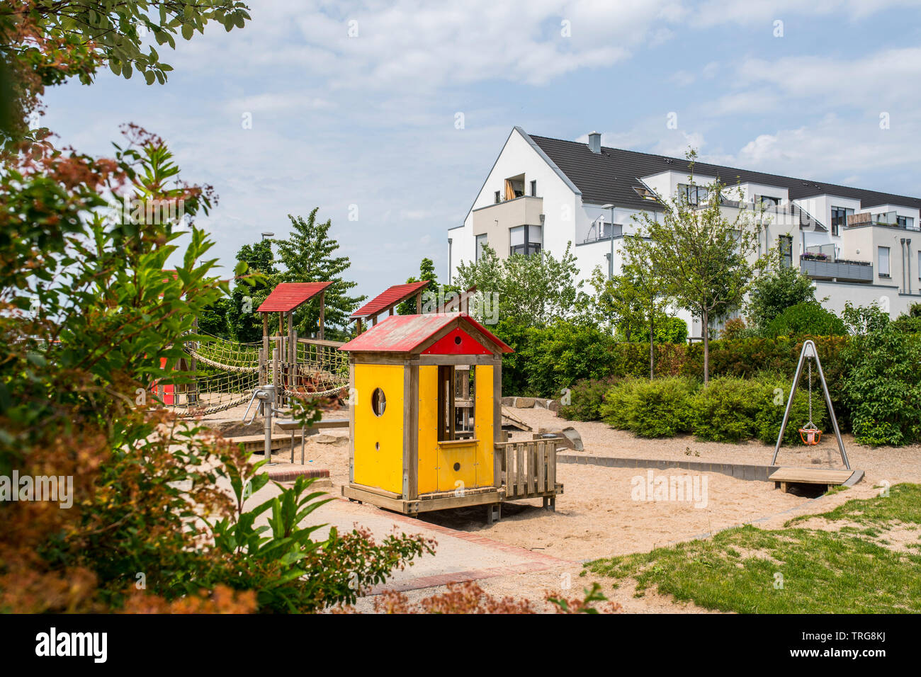 Duesseldorf Itter neighbourhood near the river rhine. Stock Photo