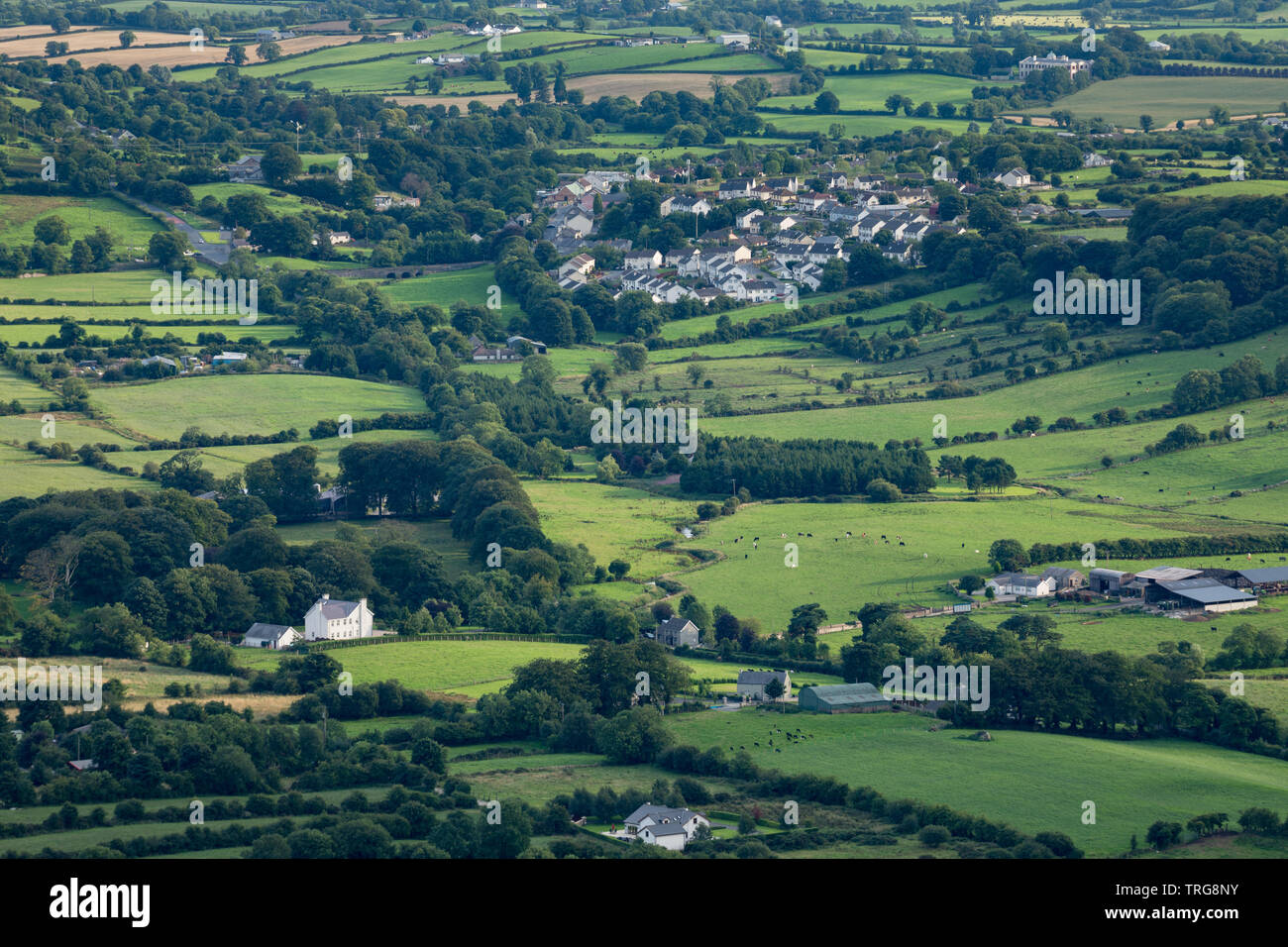 Forkhill and the border country from Slieve Gullion, Co Armagh, Northern Ireland Stock Photo