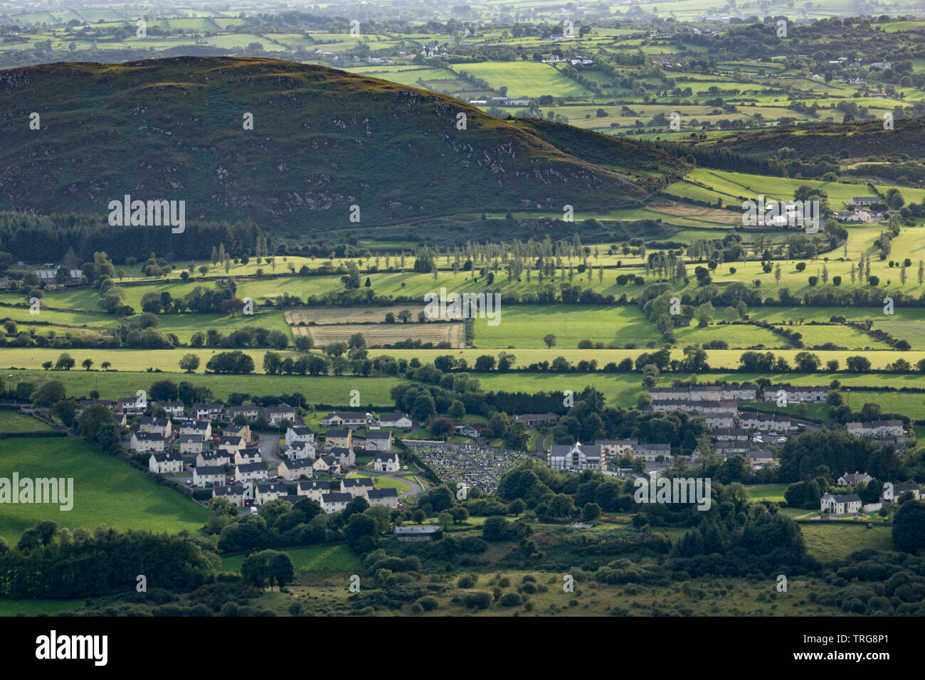 Mullaghbawn & the border country  from Slieve Gullion, Co Armagh, Northern Ireland Stock Photo