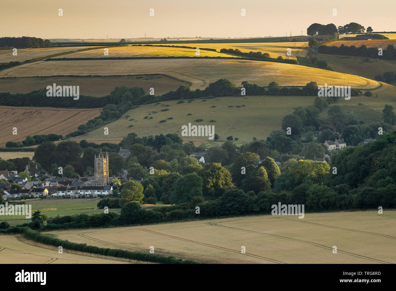 Cerne Abbas on a summer's evening, Dorset, England, UK Stock Photo