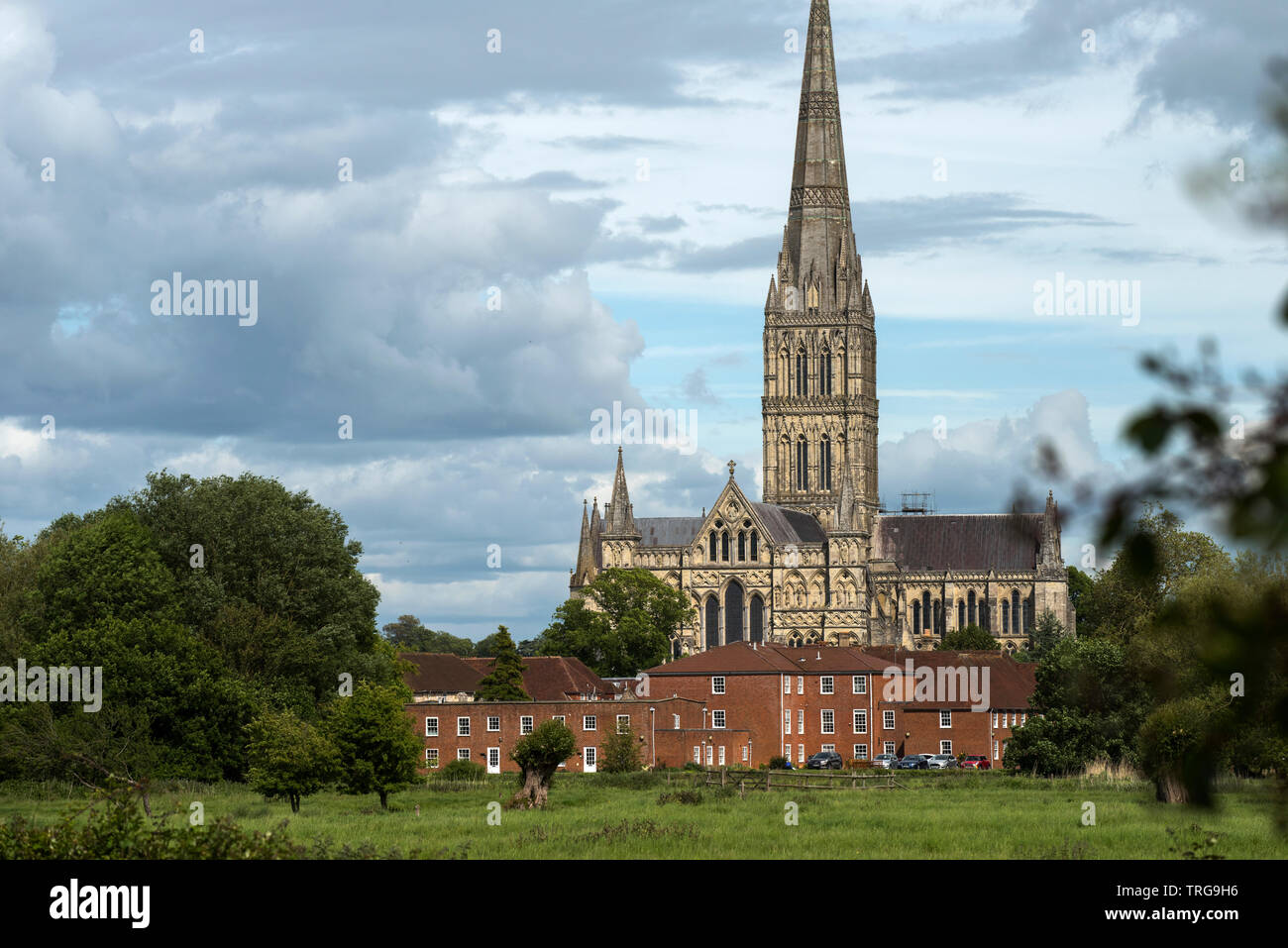 Salisbury Cathedral Wiltshire England UK. May 2019 Painted by the artist John Constable. Salisbury Cathedral, formally known as the Cathedral Church o Stock Photo