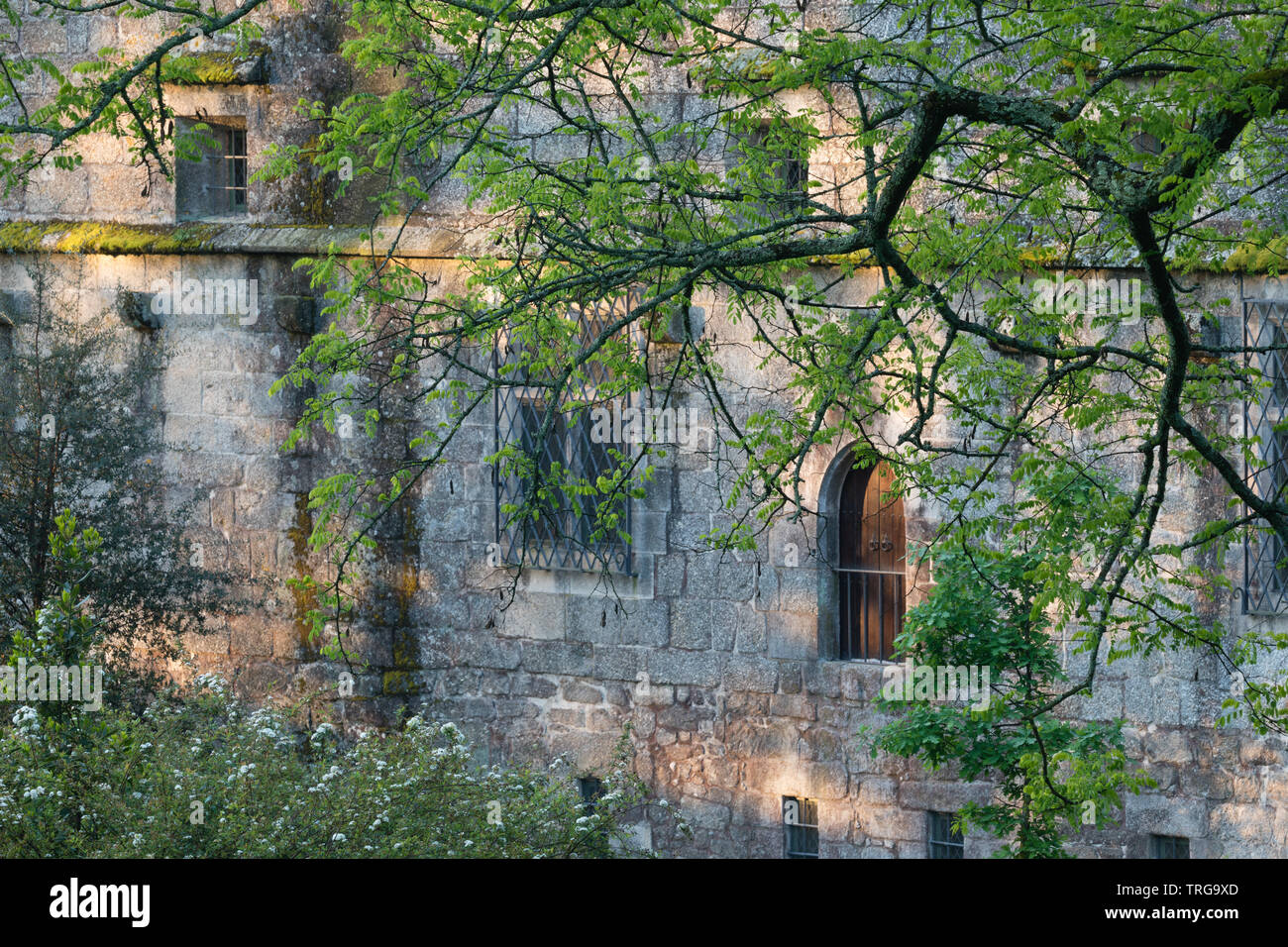 dawn at the the Palace of the Dukes of Braganza, Castle Hill, Guimarães, Braga, Portugal Stock Photo