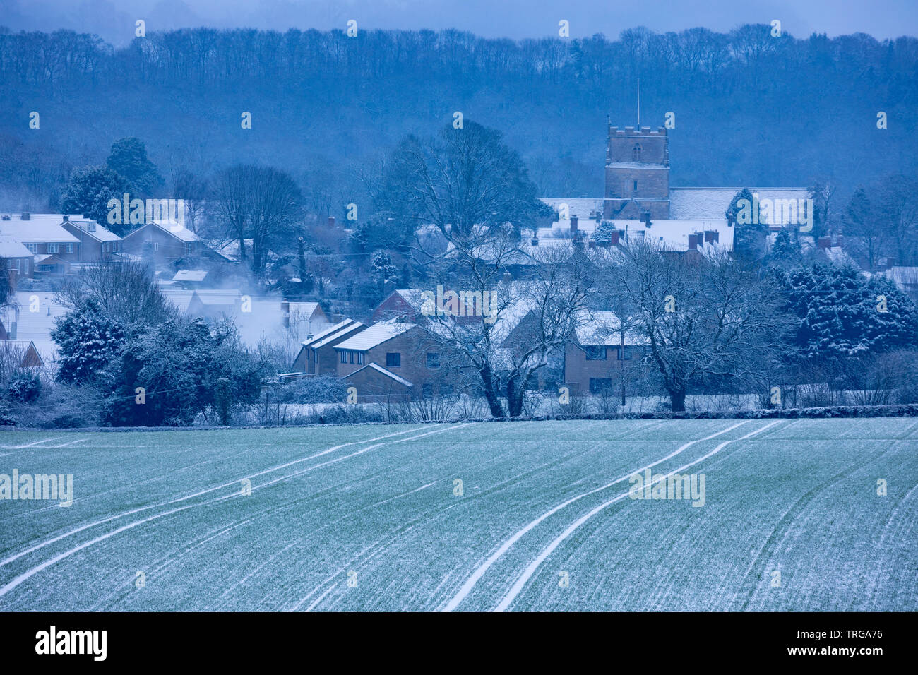 Milborne Port in the snow, Somerset, England, UK Stock Photo Alamy