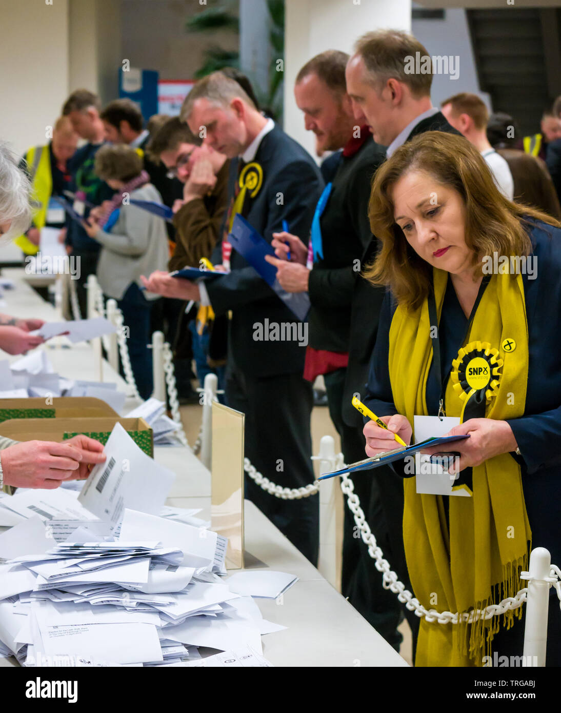 Lesley McInnes, SNP councillor at Leith Walk by-election count, Edinburgh City Council headquarters, Edinburgh, Scotland, UK Stock Photo