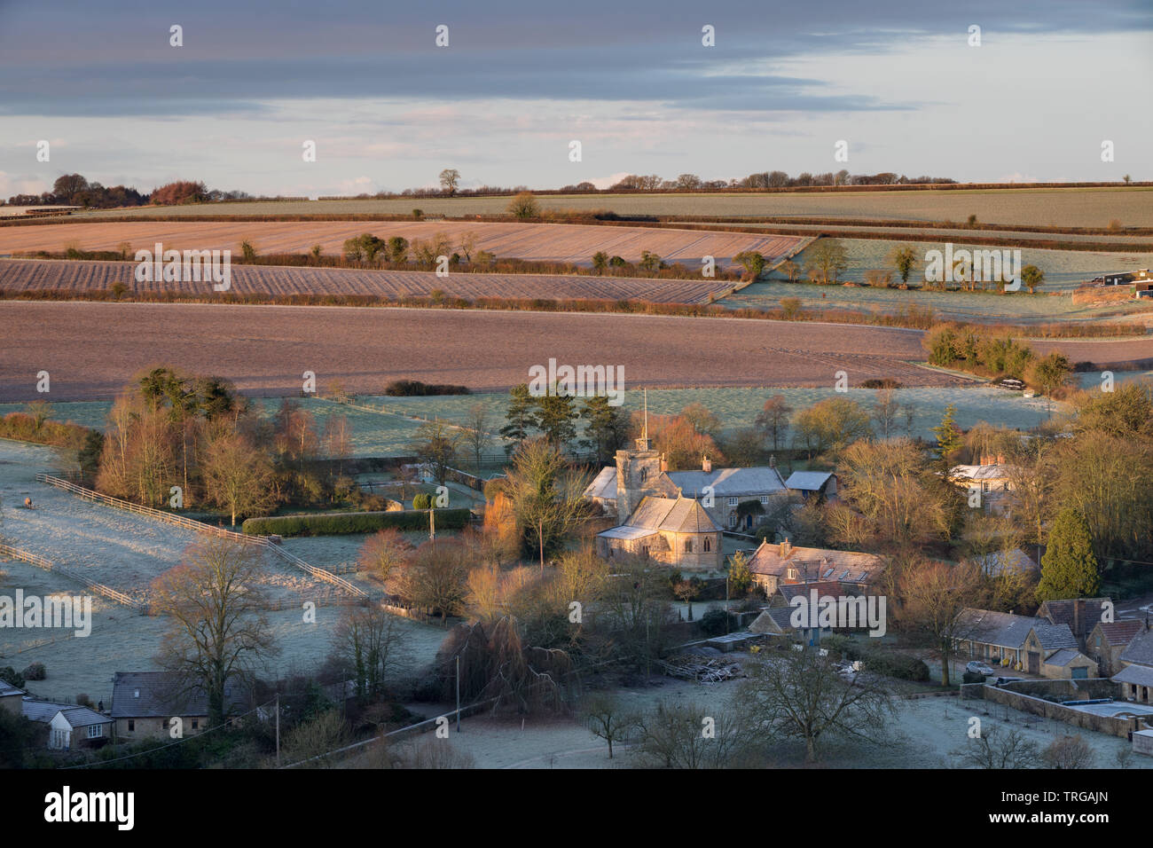 Poyntington on a frosty winter morning, Dorset, England, UK Stock Photo