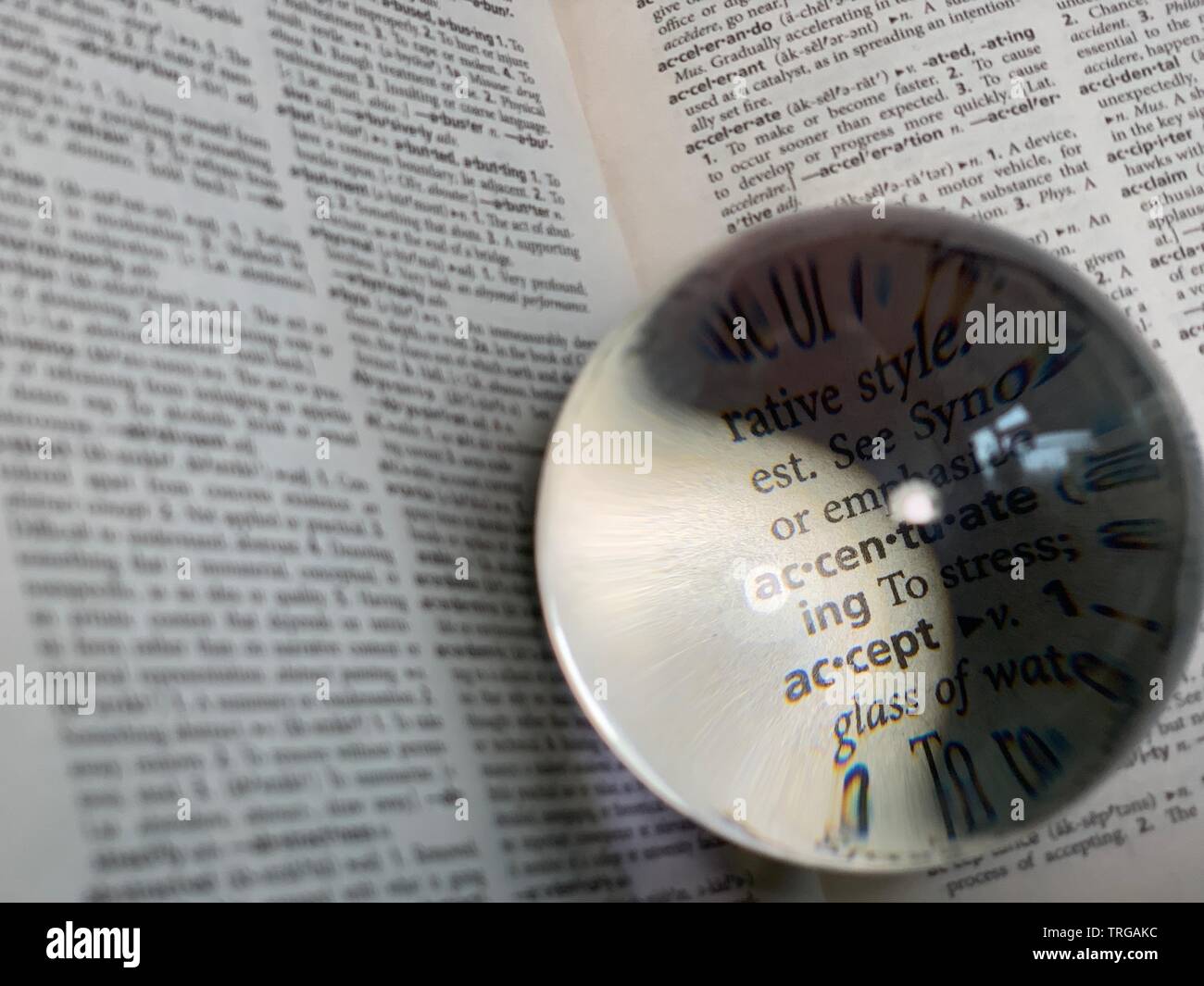 crystal ball on the dictionary Stock Photo Alamy