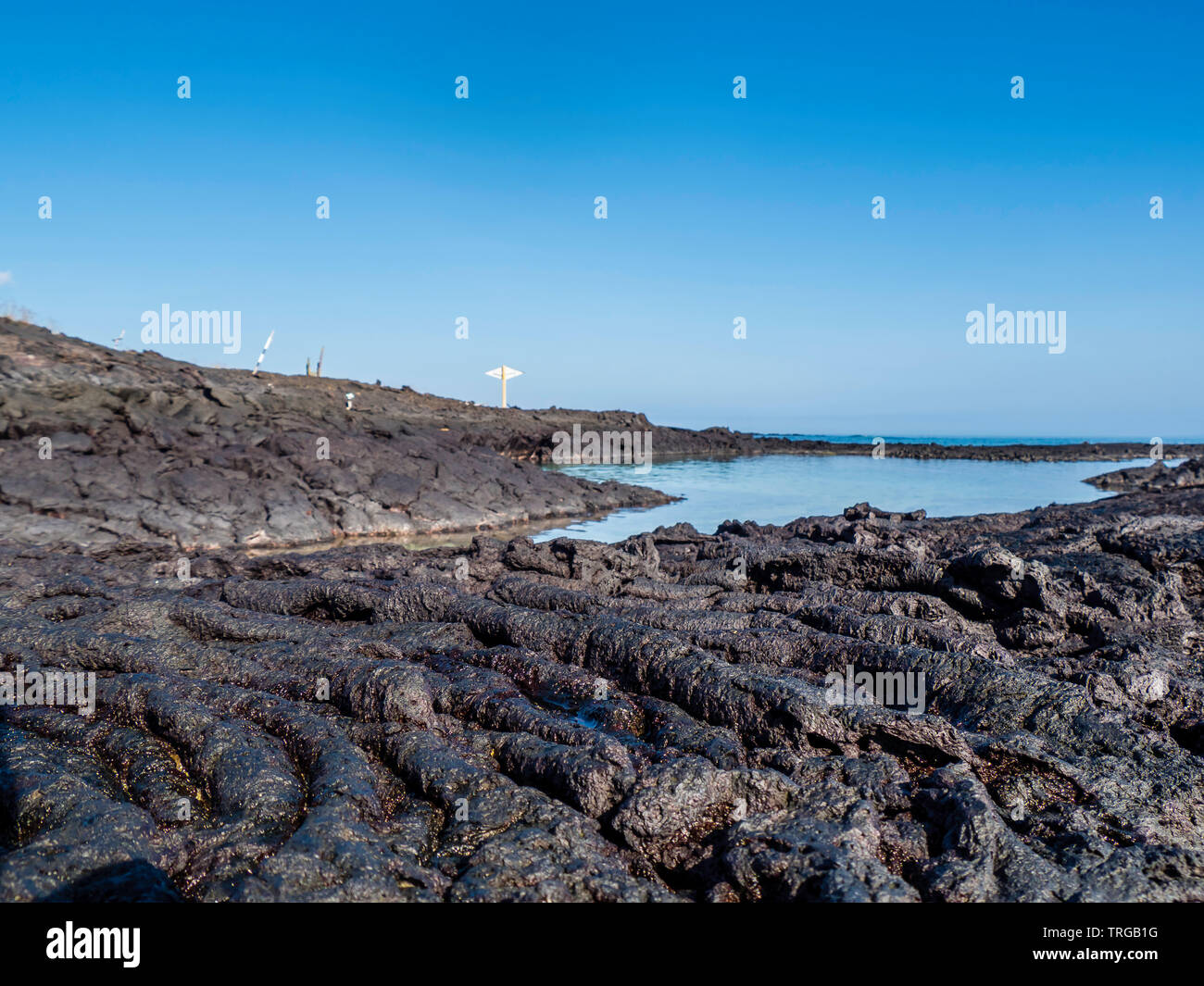 Beautiful volcanic landscape of Punta Moreno in Isabela Island
