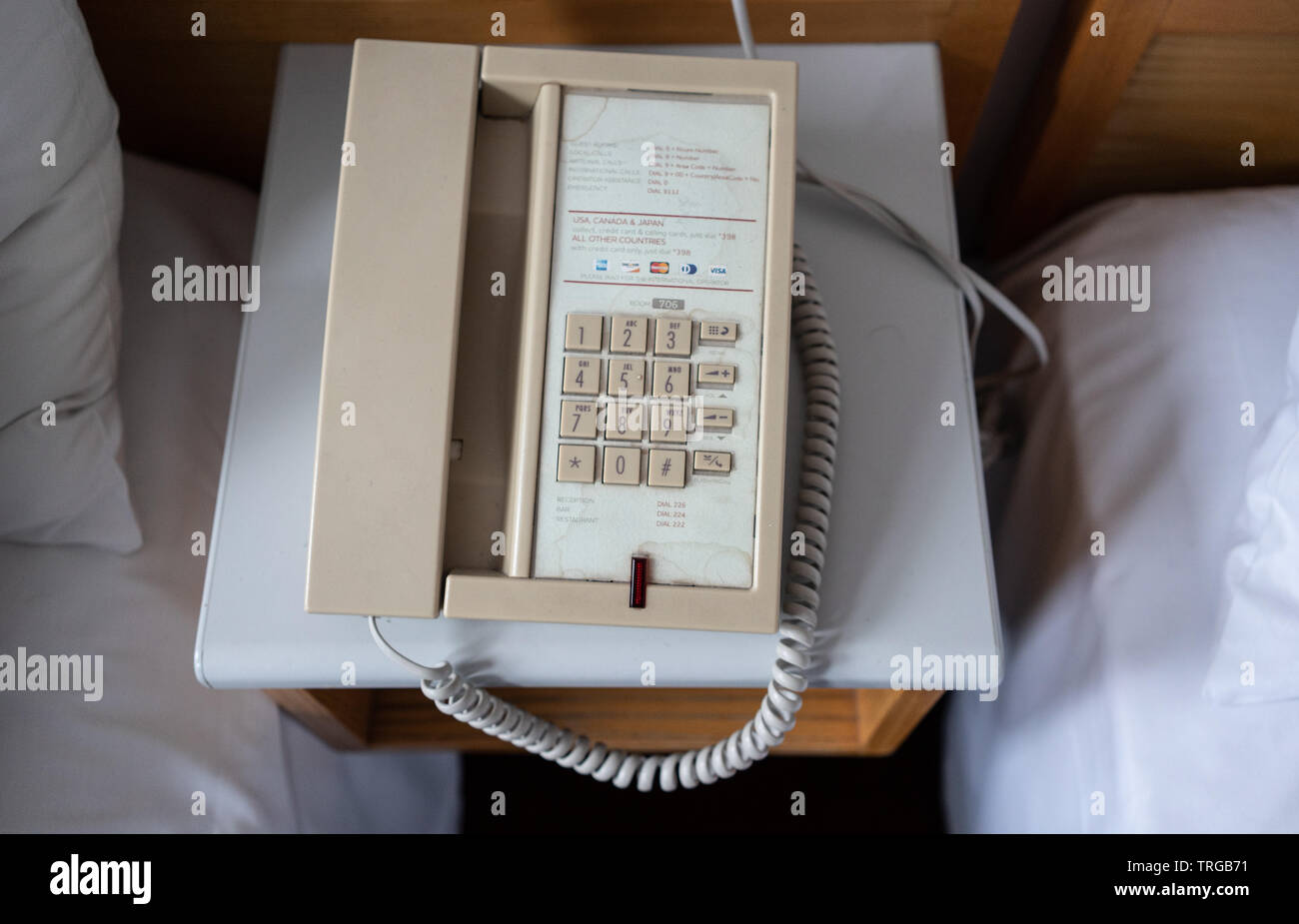 A hotel telephone in Edinburgh, Scotland Stock Photo