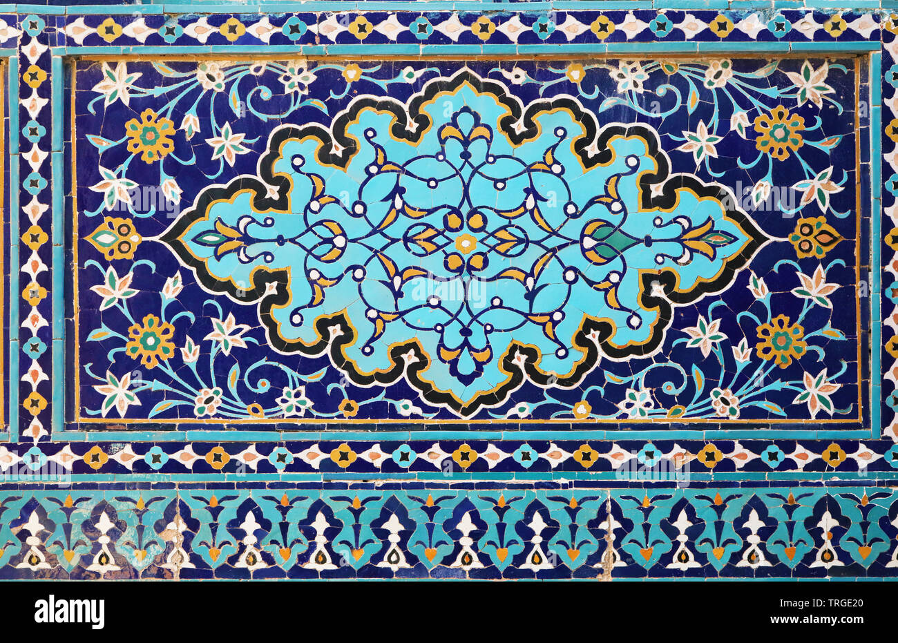 Ancient decor on islamic mausoleum in Samarkand, Uzbekistan Stock Photo