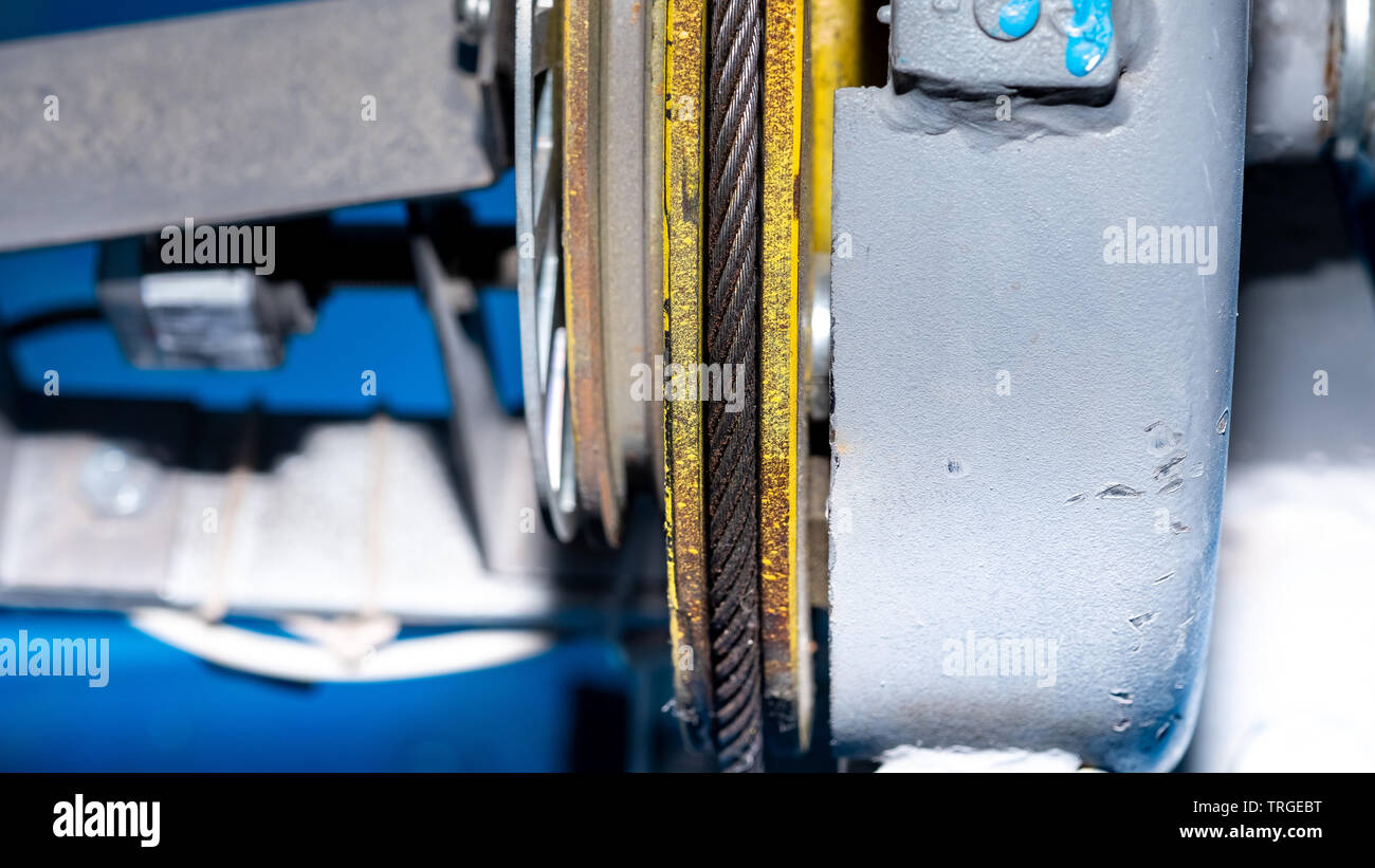 wire rope in the sheave groove for lifting equipment Stock Photo Alamy