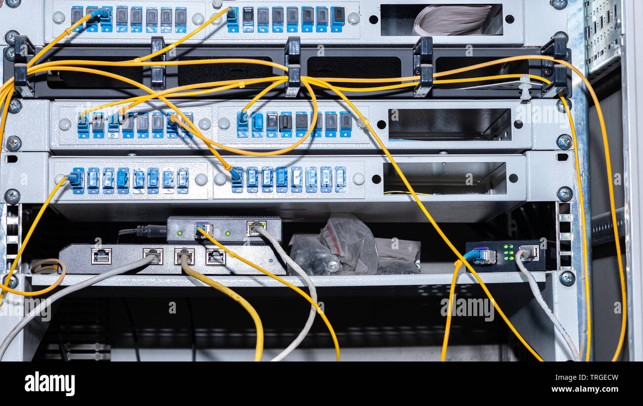 equipment to connect the broadband Internet connection Stock Photo