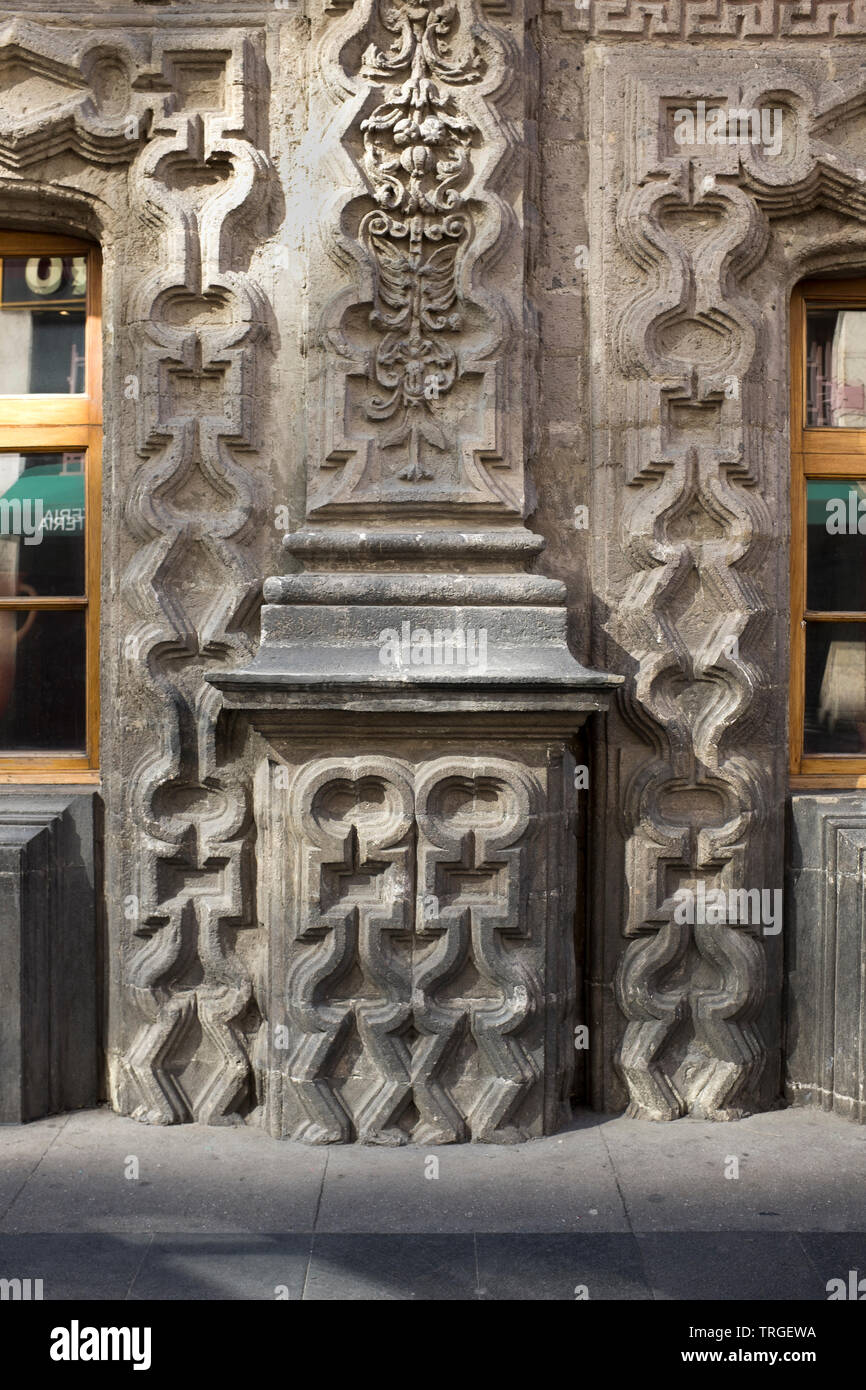 Ornate Stonework on building in the Centro Historico Mexico City Stock Photo