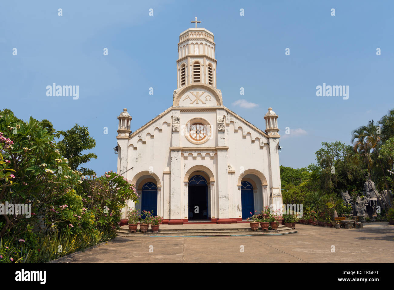 Catholic Church St. Theresa, French Colonial Building, Savannakhet, Laos Stock Photo