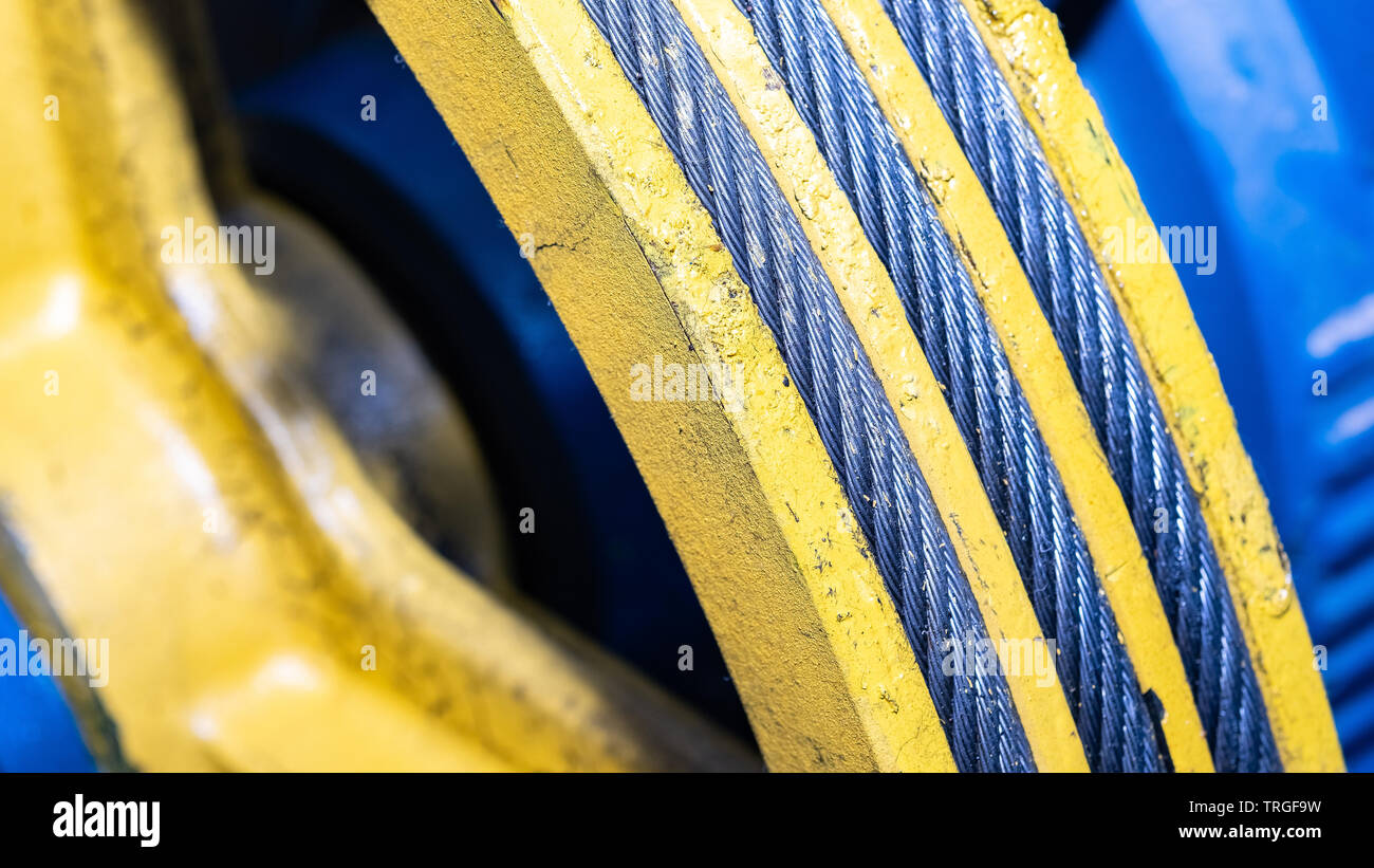 wire rope in the sheave groove for lifting equipment Stock Photo Alamy
